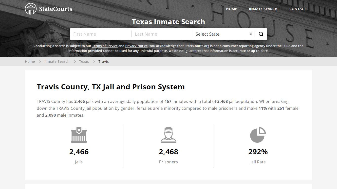 Travis County, TX Inmate Search - StateCourts